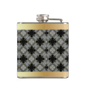 ブラック&グレーダイヤモンドパターンビニールフラッ包まれたク フラスク (裏面)