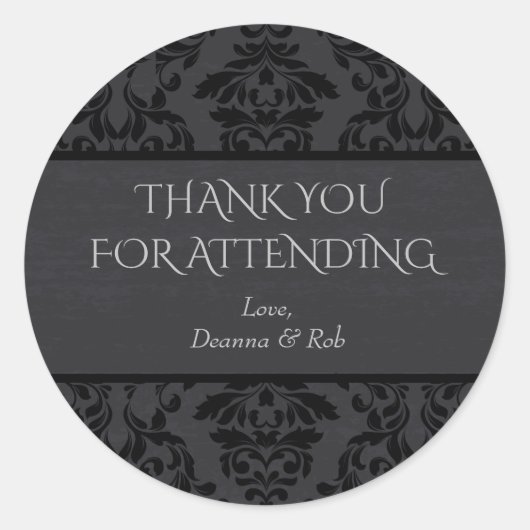 ブラック&グレーダマスクありがとうステッカー ラウンドシール (正面)