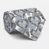ブラック&グレーデジタルシティカモフラージュハートオン迷彩柄 ネクタイ (ロール)