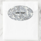 ブラック&グレーデジタルシティカモフラージュ(ライトアップ) 楕円形シール (バッグ)