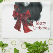 ブラック・グレート・ダン・クリスマス キッチンタオル (折り畳み)