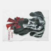 ブラック・グレート・ダン・クリスマス キッチンタオル (横)