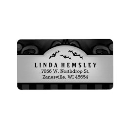 ブラック&グレーハロウィーン住所 シールとこうもり ラベル