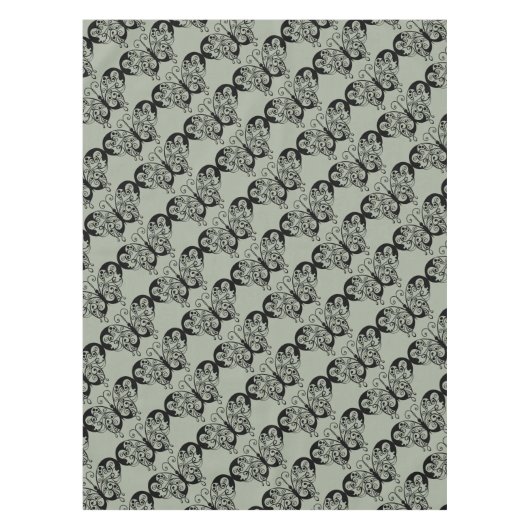 ブラック&グレーバタフライ テーブルクロス (正面)