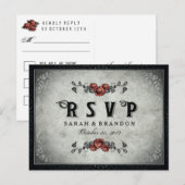 ブラック&グレーマッチングハロウィーンRSVPポストカード インビテーションポストカード (正面/裏面)