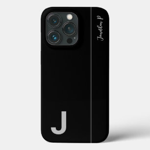 ブラック&グレーミニマルイニシャルモノグラム iPhone 13 PROケース