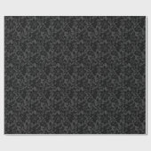 ブラック&グレーモノトーンフローラダマスパターン ラッピングペーパー (フラット)