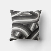 ブラック/グレーレトロレインボーストライプパターン クッション (裏面)