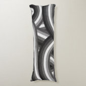 ブラック/グレーレトロレインボーストライプパターン ボディピロー (正面縦)