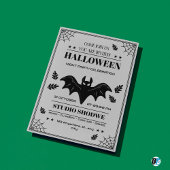 ブラック&グレーヴィンテージハローウィンパーティお祝い 招待状