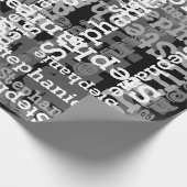 ブラック/グレー名パーソナライズされたのコラージュ誕生日 ラッピングペーパー (角)