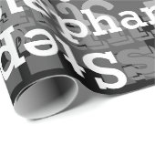 ブラック/グレー名パーソナライズされたのコラージュ誕生日 ラッピングペーパー (ロールコーナー)