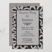 ブラック&グレー抽象芸術サプライズパーティの招待状 招待状 (正面/裏面)
