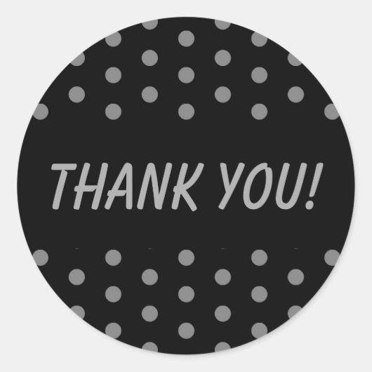 ブラック&グレー水玉模様ありがとう ラウンドシール (正面)