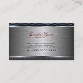 ブラック&グレー金属デザインブラシ付きアルミルック 名刺 (裏面)