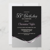 ブラック&グレー55歳の誕生日パーティーの招待状 招待状 (正面)