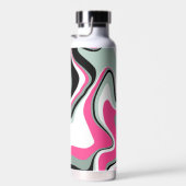 ブラック、グレー、およびピンクの流体抽象芸術 ウォーターボトル (右面)