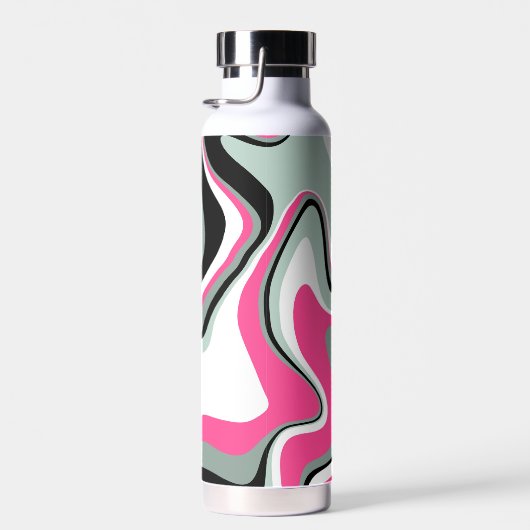 ブラック、グレー、およびピンクの流体抽象芸術 ウォーターボトル (右面)