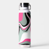 ブラック、グレー、およびピンクの流体抽象芸術 ウォーターボトル (背面)