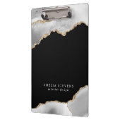 ブラック、グレー、および金ゴールドアゲートビジネス クリップボード (左)