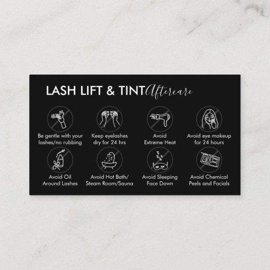 ブラック グレー まつげリフト チント アフターケア 指示 名刺 (裏面)