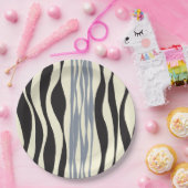 ブラック、グレー、クリームで引き出し ペーパープレート (パーティー)