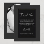 ブラック グレー ゴールド モダン ミニマル ウェディング サンクス 招待状 (正面/裏面)