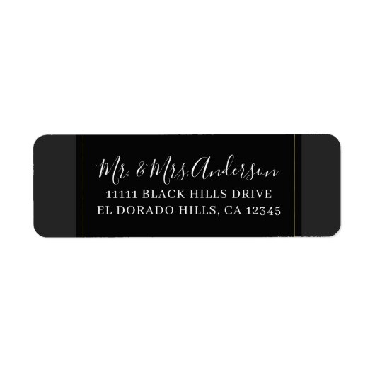 ブラック グレー ゴールド モダン ミニマル エレガント ウェディング ラベル (正面)