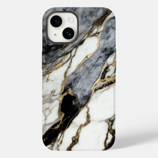 ブラック グレー ゴールド 大理石 抽象的 トレンディー Case-Mate iPhoneケース (裏面)