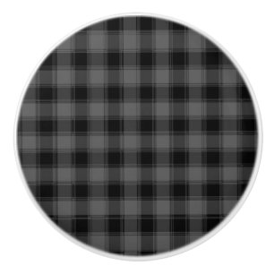 ブラック&グレー チェック柄 スクエア ボーイズ メンズ セラミックノブ
