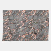 ブラック、グレー、バラ金ゴールド大理石 キッチンタオル (横)