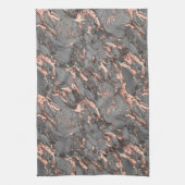 ブラック、グレー、バラ金ゴールド大理石 キッチンタオル (縦)
