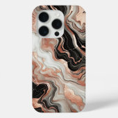ブラック グレー ピンク ローズゴールド 大理石 アート パターン Case-Mate iPhoneケース (裏面)
