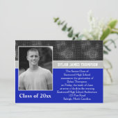 ブラック、グレー、ブルーのフォト卒業招待状 招待状 (スタンド正面)