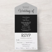 ブラック、グレー、ホワイトのミニマモダンリスト結婚 オールインワン招待状 (内側)