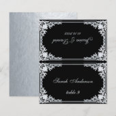 ブラック グレー ヴィンテージ プリント 名前 ウェディング 席札 (正面/裏面)
