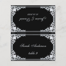 ブラック グレー ヴィンテージ プリント 名前 ウェディング 席札