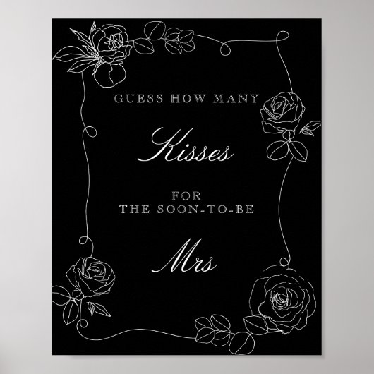 ブラック ゲス ハウ メニー キッス ブライダル シャワー ゲーム ポス ポスター (正面)