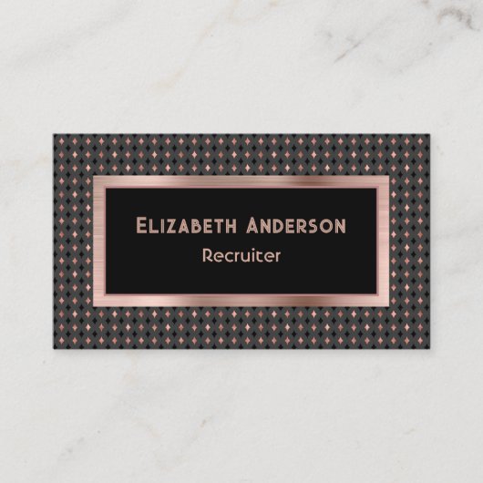 ブラック&コパリフェイクバラ金ゴールド採用担当エレガント 名刺 (正面)