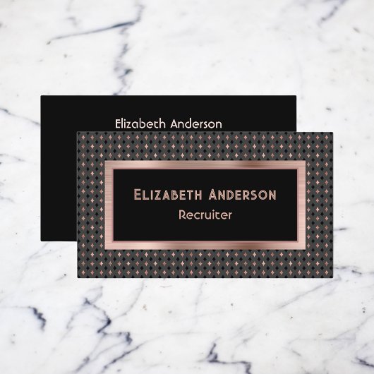 ブラック&コパリフェイクバラ金ゴールド採用担当エレガント 名刺