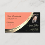 ブラック&コーラル金ゴールドデコールとモノグラム&フォト 名刺 (裏面)