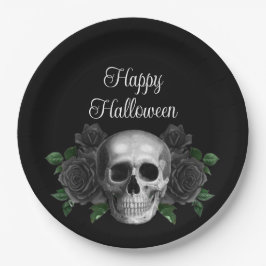 ブラック ゴシック フラワー スカル ハロウィン ペーパープレート
