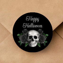 ブラック ゴシック フローラル スカル ハロウィン ラウンドシール