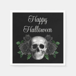ブラック ゴシック ブラック フラワースカル ハロウィン スタンダードカクテルナプキン