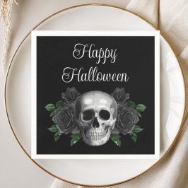 ブラック ゴシック ブラック フラワースカル ハロウィン スタンダードカクテルナプキン