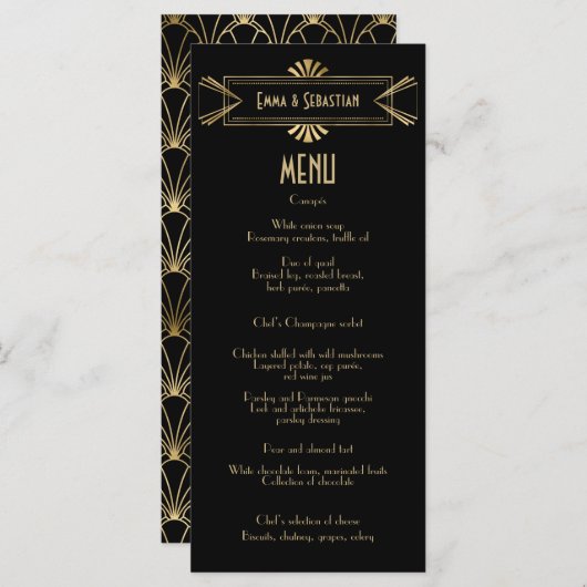 ブラック&ゴールダーツデコファムパタ結婚ーン メニュー (正面/裏面)