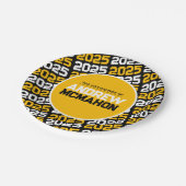 ブラック&ゴールデンイエローパーソナライズされた卒業 ペーパープレート (アングル)