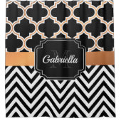 ブラック&ゴールデンクローバー シャワーカーテン (正面)