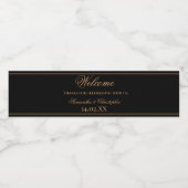 ブラック&ゴールデンシンプルエレガントミニマ結婚リスト ペットボトルラベル (シングルラベル)