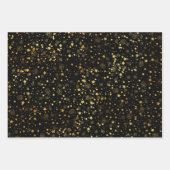 ブラック&ゴールデンスターパターン ラッピングペーパーシート (正面)